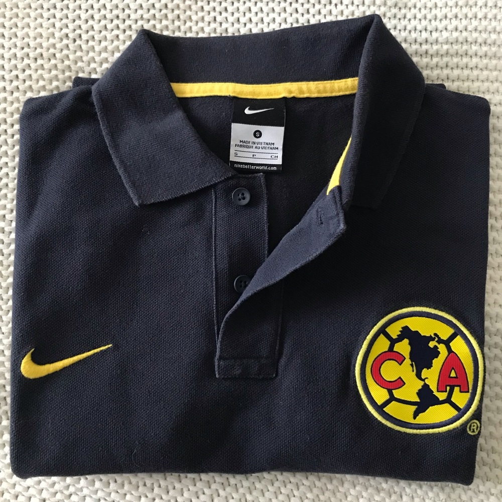 Nike Club America Presentation Polo Shirt Men Small Mexico Navy Blue